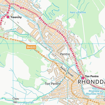 UK Topographic Maps Rhondda Cynon Taf - Rhondda Cynon Taf (SS99) digital map