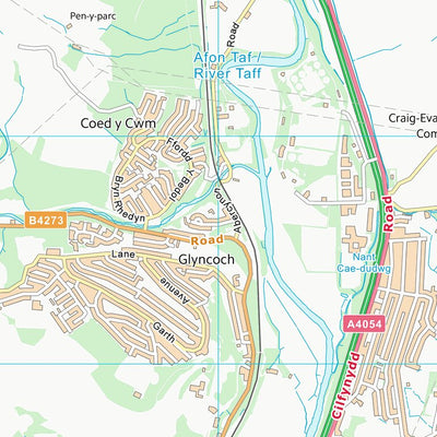 UK Topographic Maps Rhondda Cynon Taf - Rhondda Cynon Taf (ST09) digital map