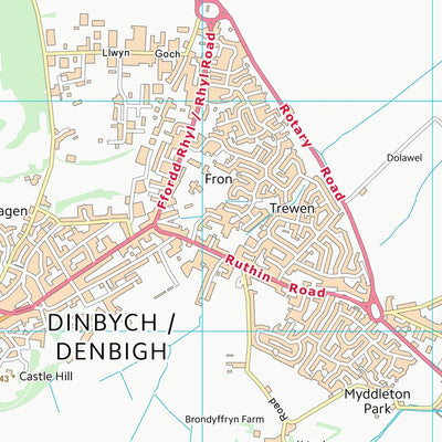 UK Topographic Maps Sir Ddinbych - Denbighshire (SJ06) digital map