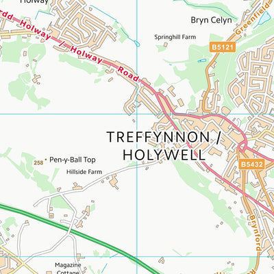 UK Topographic Maps Sir y Fflint - Flintshire (SJ17) digital map