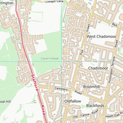 UK Topographic Maps South Staffordshire District (SJ91) digital map