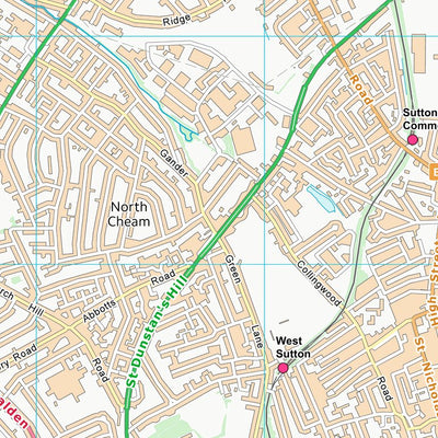 UK Topographic Maps Sutton London Boro (TQ26) digital map