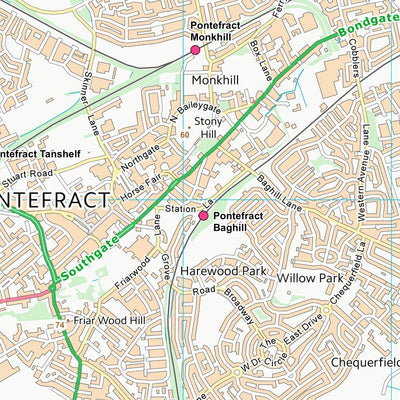 UK Topographic Maps Wakefield District (B) (SE42) digital map