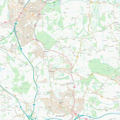 UK Topographic Maps Welwyn Hatfield District (B) (TL20) digital map