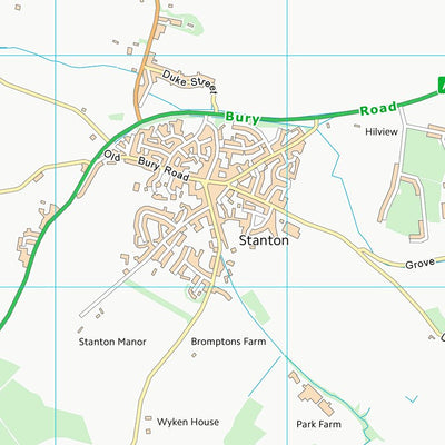 UK Topographic Maps West Suffolk District (TL97) digital map
