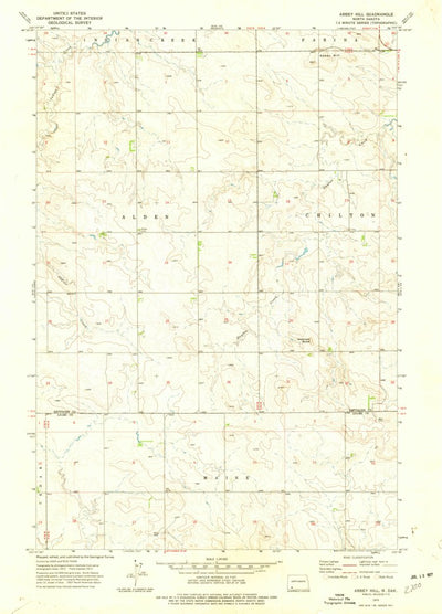 United States Geological Survey Abbey Hill, ND (1973, 24000-Scale) digital map
