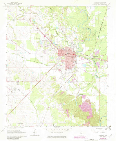 United States Geological Survey Aberdeen, MS (1966, 24000-Scale) digital map