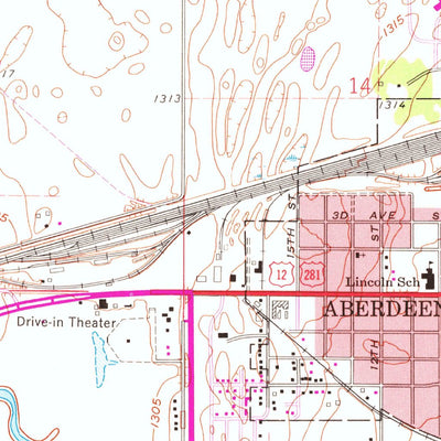United States Geological Survey Aberdeen West, SD (1960, 24000-Scale) digital map
