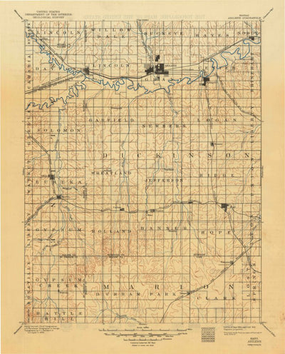 United States Geological Survey Abilene, KS (1894, 125000-Scale) digital map