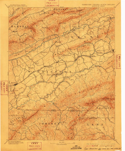 United States Geological Survey Abingdon, VA-TN-NC (1894, 125000-Scale) digital map