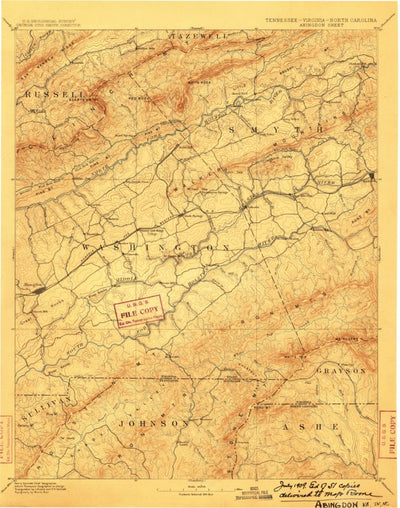 United States Geological Survey Abingdon, VA-TN-NC (1909, 125000-Scale) digital map