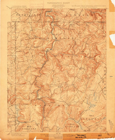United States Geological Survey Accident, MD-PA-WV (1900, 62500-Scale) digital map