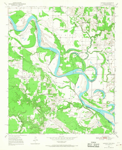 United States Geological Survey Acworth, TX-OK (1950, 24000-Scale) digital map