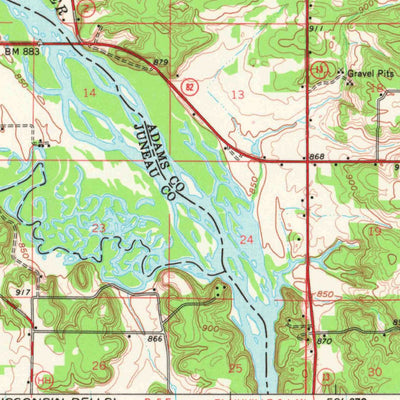 United States Geological Survey Adams, WI (1961, 62500-Scale) digital map