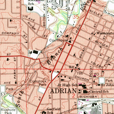 United States Geological Survey Adrian, MI (1962, 24000-Scale) digital map