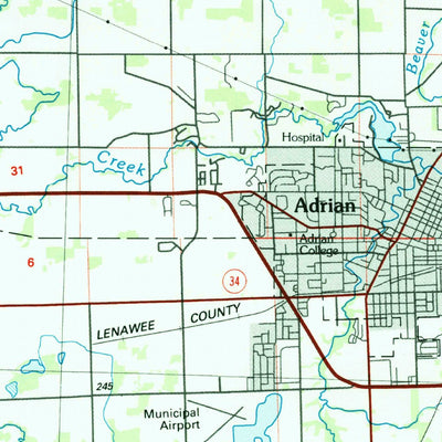 United States Geological Survey Adrian, MI-OH-IN (1985, 100000-Scale) digital map