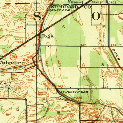 United States Geological Survey Advance, MO (1939, 62500-Scale) digital map