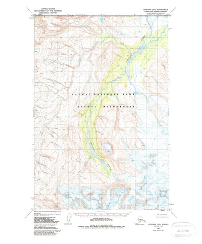 United States Geological Survey Afognak D-6, AK (1983, 63360-Scale) digital map