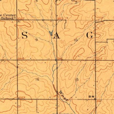 United States Geological Survey Agra, OK (1908, 62500-Scale) digital map
