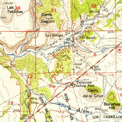 United States Geological Survey Agua Fria, NM (1953, 62500-Scale) digital map