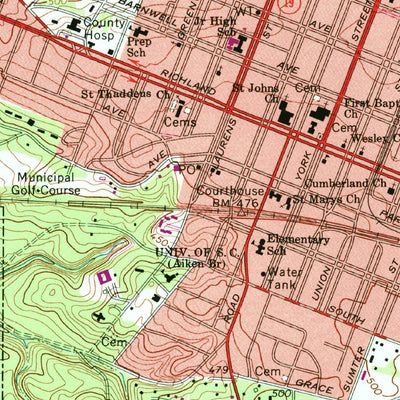 United States Geological Survey Aiken, SC (1964, 24000-Scale) digital map