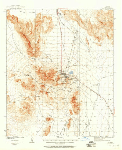 United States Geological Survey Ajo, AZ (1932, 62500-Scale) digital map
