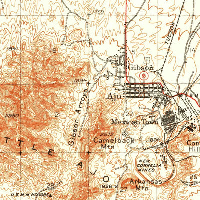 United States Geological Survey Ajo, AZ (1932, 62500-Scale) digital map