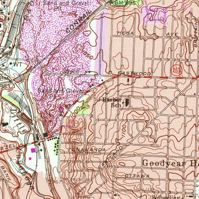 United States Geological Survey Akron East, OH (1967, 24000-Scale) digital map