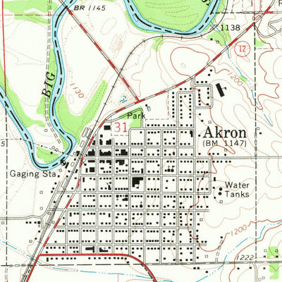 United States Geological Survey Akron, IA-SD (1969, 24000-Scale) digital map
