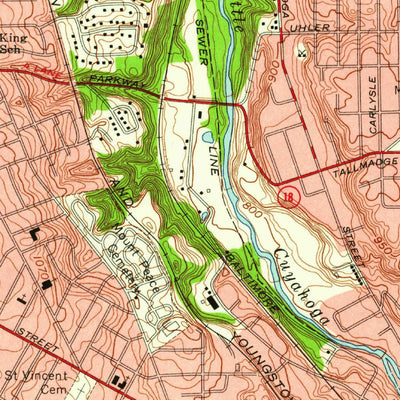 United States Geological Survey Akron West, OH (1958, 24000-Scale) digital map
