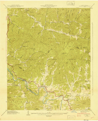 United States Geological Survey Alarka, NC (1941, 24000-Scale) digital map