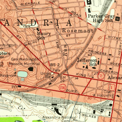 United States Geological Survey Alexandria, VA-DC-MD (1956, 24000-Scale) digital map