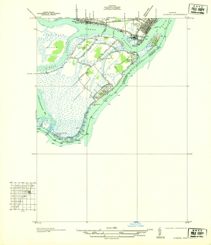 Algonac, MI (1936, 31680Scale) Map by United States Geological Survey