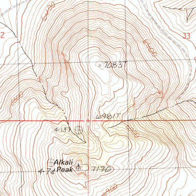 United States Geological Survey Alkali Peak, NV (1990, 24000-Scale) digital map
