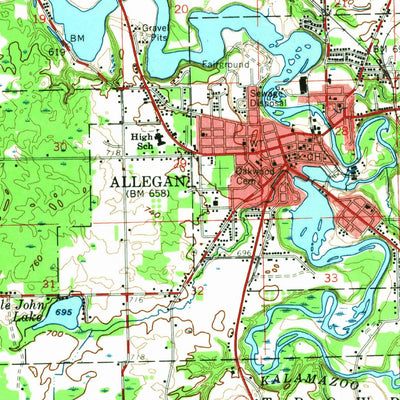United States Geological Survey Allegan, MI (1958, 62500-Scale) digital map