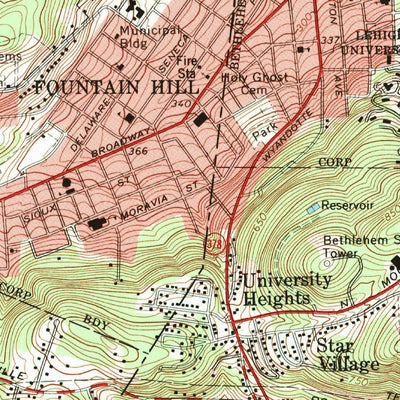 United States Geological Survey Allentown East, PA (1964, 24000-Scale) digital map