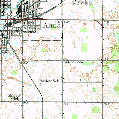 United States Geological Survey Alma, MI (1935, 62500-Scale) digital map