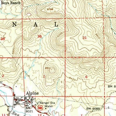 United States Geological Survey Alpine, AZ-NM (1958, 62500-Scale) digital map