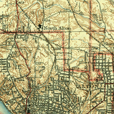 United States Geological Survey Alton, IL-MO (1934, 62500-Scale) digital map
