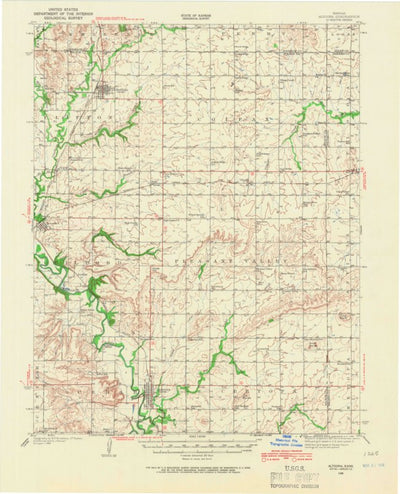 United States Geological Survey Altoona, KS (1938, 62500-Scale) digital map