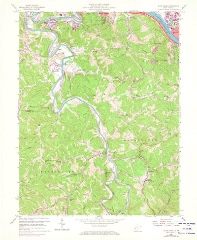 United States Geological Survey Alum Creek, WV (1958, 24000-Scale) digital map