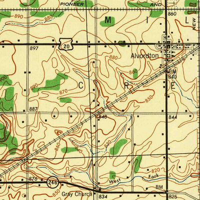 United States Geological Survey Alvordton, OH-MI (1944, 62500-Scale) digital map