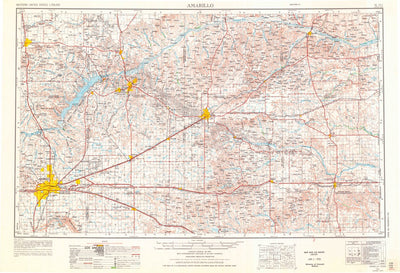 United States Geological Survey Amarillo, TX-OK (1954, 250000-Scale) digital map
