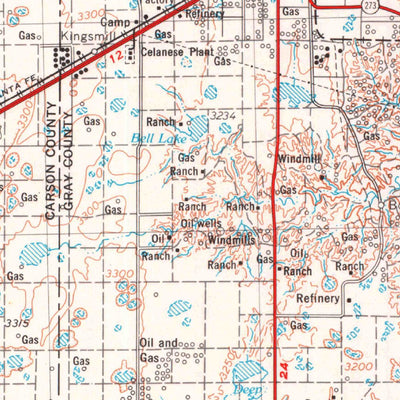 United States Geological Survey Amarillo, TX-OK (1954, 250000-Scale) digital map