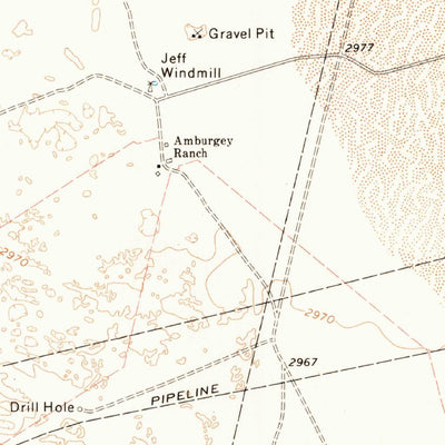 United States Geological Survey Amburgey Ranch, TX (1971, 24000-Scale) digital map
