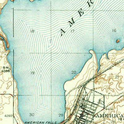 United States Geological Survey American Falls, ID (1934, 62500-Scale) digital map