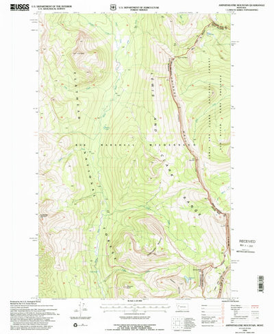 United States Geological Survey Amphitheatre Mountain, MT (1994, 24000-Scale) digital map