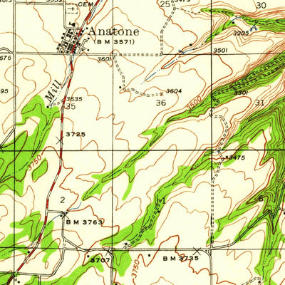 United States Geological Survey Anatone, WA (1944, 62500-Scale) digital map