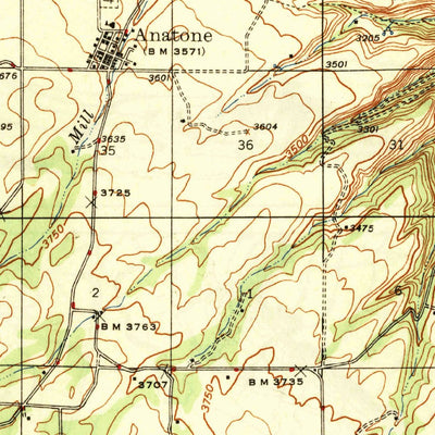 United States Geological Survey Anatone, WA (1946, 62500-Scale) digital map