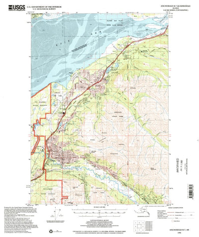 United States Geological Survey Anchorage B-7, AK (1994, 63360-Scale) digital map